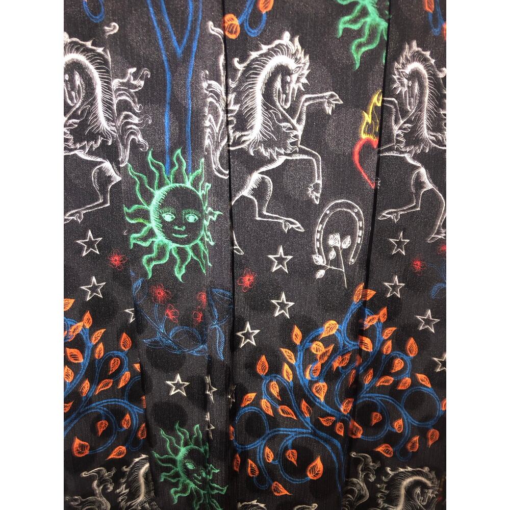 Sandro Paris Celestial Zodiac Ruffled Trim Grassette Midi Dress Black Size XS - Picture 5 of 14